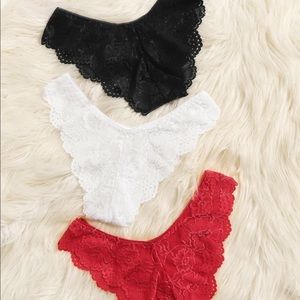 Shein Scallop Edge Lace Cheeky Underwear Set of 3